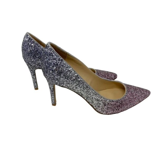 Marc Fisher Sz 8 MFDARRENY Pointed-Toe Glitter Pump Heels Ombre Silver Pink NWOB - Picture 7 of 13